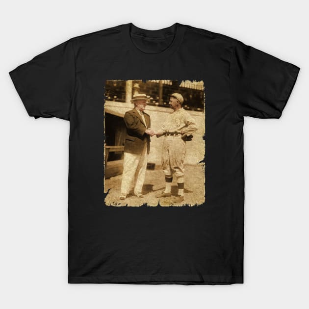 John McGraw Shakes Hands With Eddie Collins, 1927 T-Shirt by SOEKAMPTI